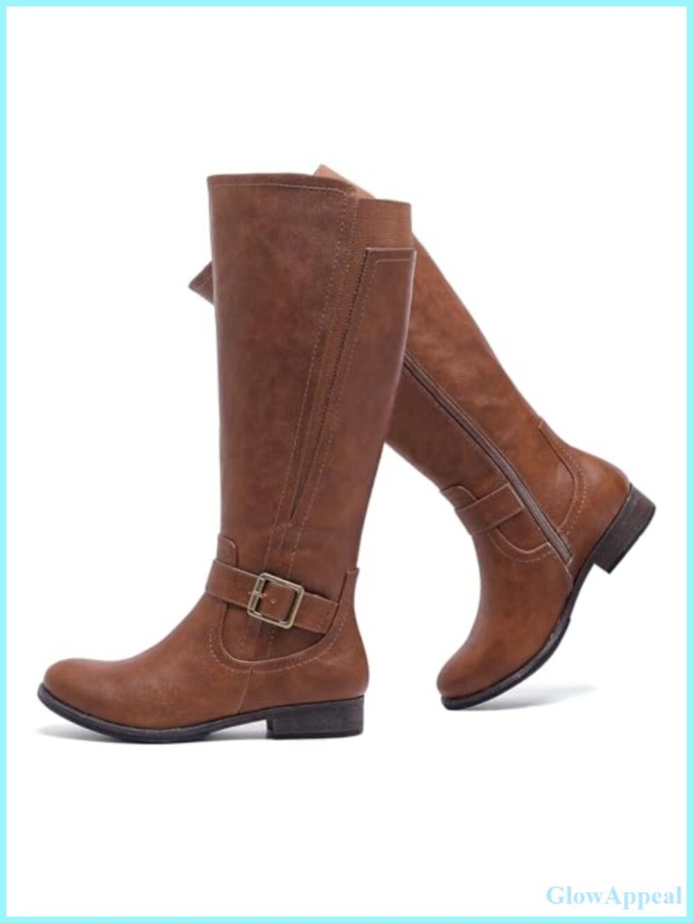 Women's Faux Leather Knee High Boots Round Toe Side Zip